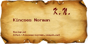 Kincses Norman névjegykártya